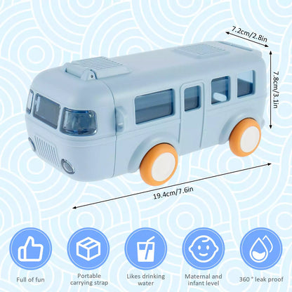 Bus Shape Water Bottle with Straw for Kids